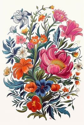 a drawing of a bouquet of flowers on a white background