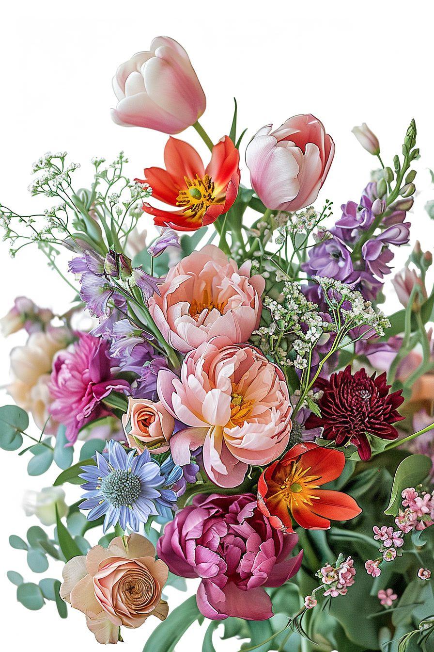 a vase filled with lots of different colored flowers