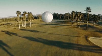 a golf ball is in the middle of a golf course