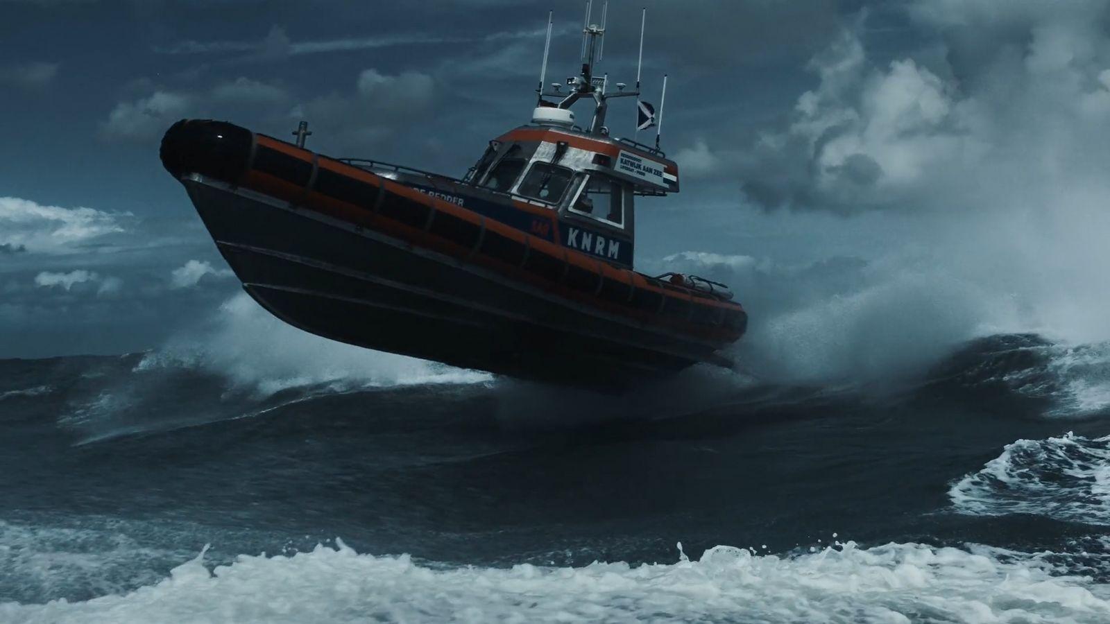 a boat in the middle of a large body of water
