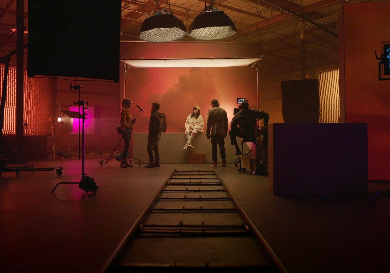 a group of people standing in a room