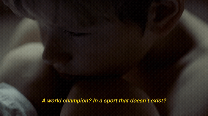a young child with a sad look on his face