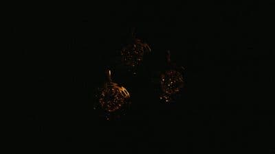 a pair of earrings sitting on top of a table