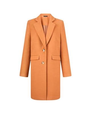 an orange coat is shown on a white background