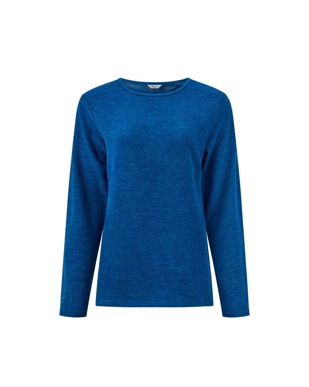 a women's blue sweater on a white background