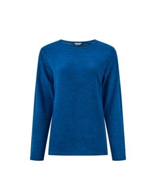 a women's blue sweater on a white background