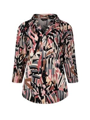 a women's blouse with a multicolored pattern