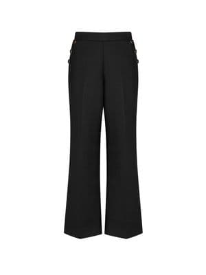 a women's black pants with buttons on the side