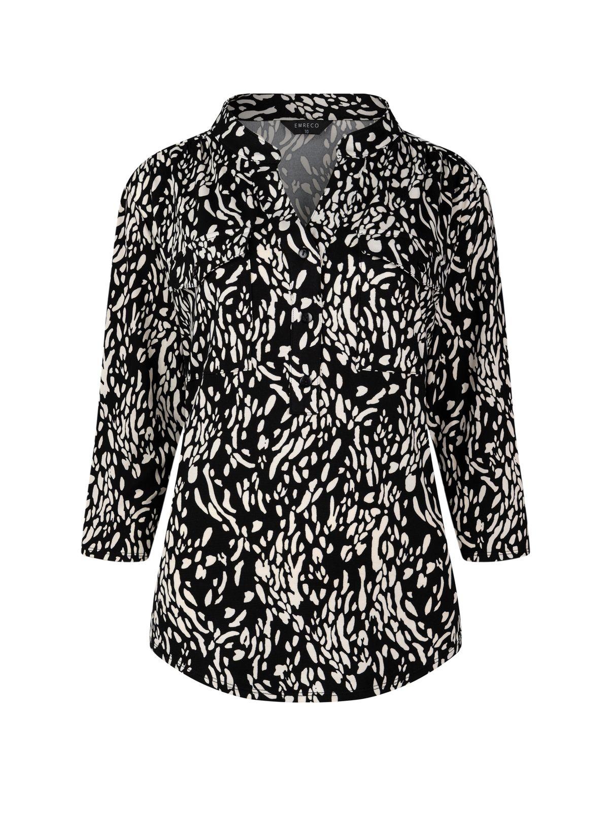 a black and white shirt with a pattern on it