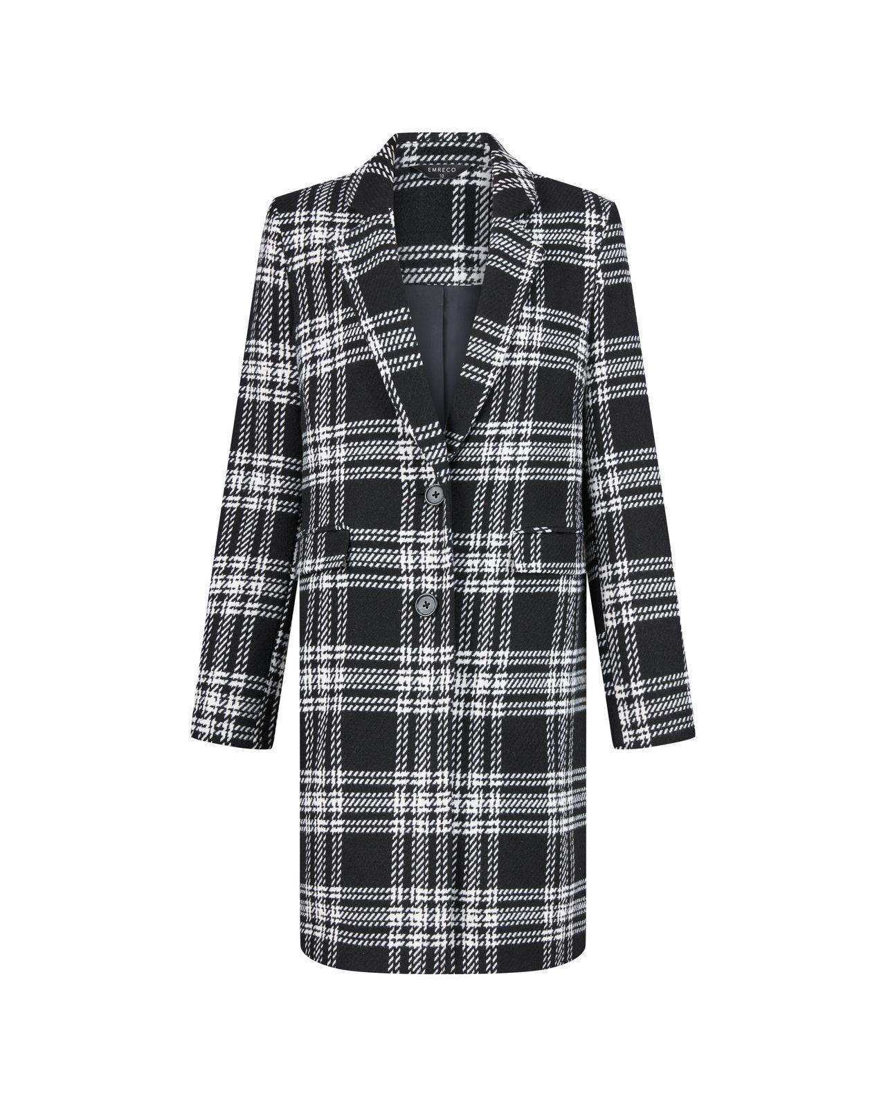 a black and white checkered coat on a white background