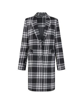 a black and white checkered coat on a white background