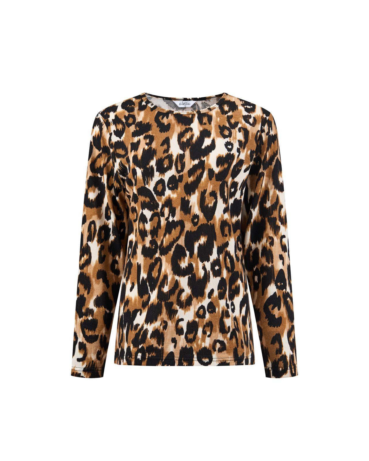 a brown and black animal print top