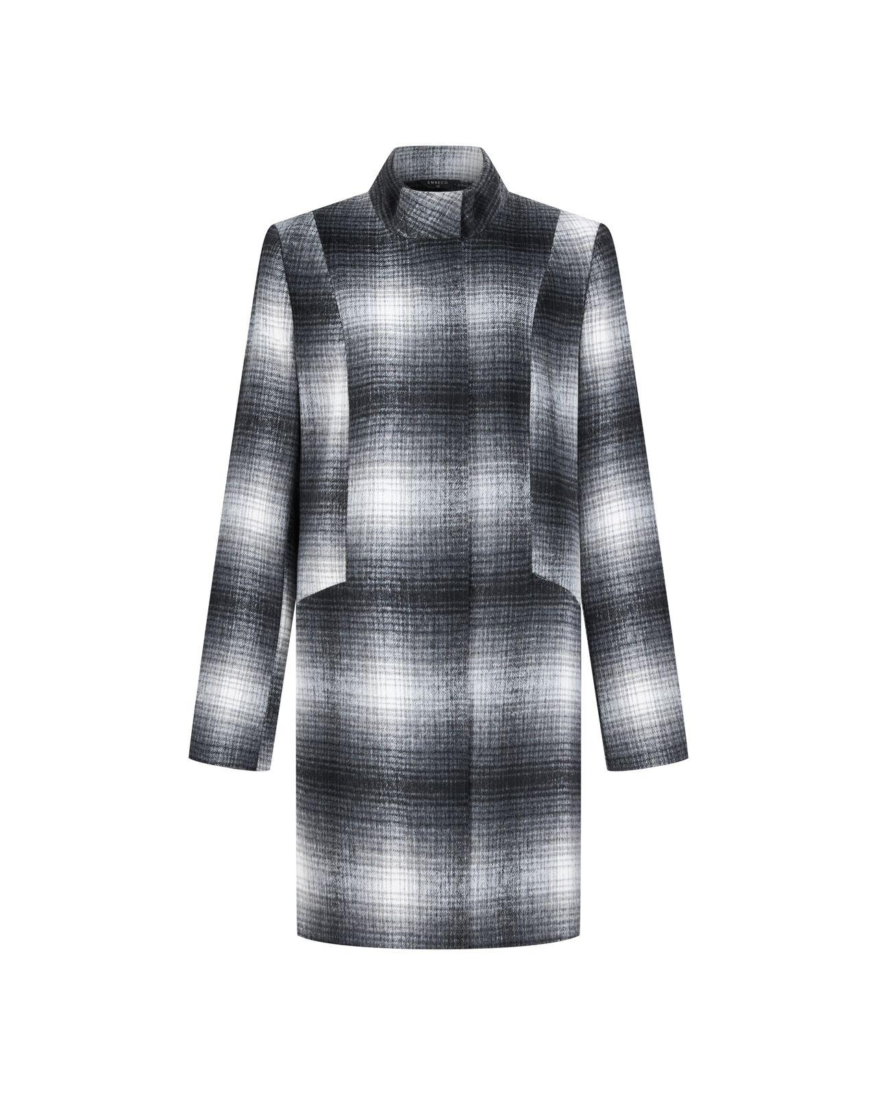 a black and white checkered coat on a white background