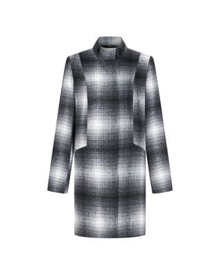 a black and white checkered coat on a white background