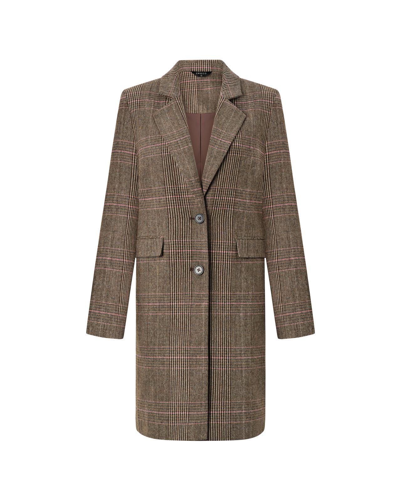 a brown and black checkered coat on a white background