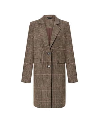 a brown and black checkered coat on a white background
