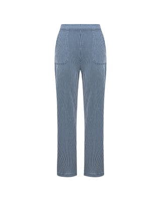 a picture of a woman wearing a pair of blue pants