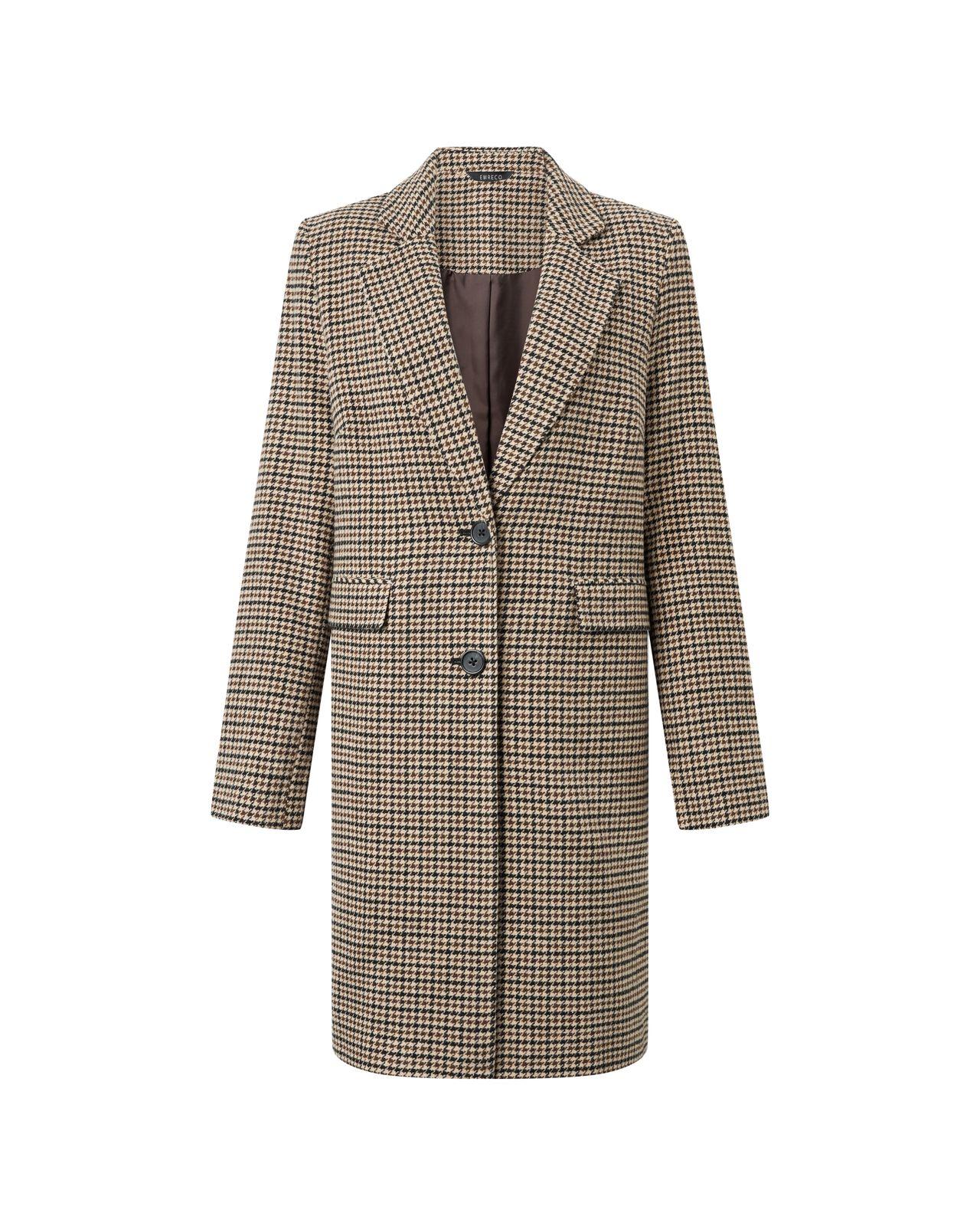a brown and black checkered coat on a white background