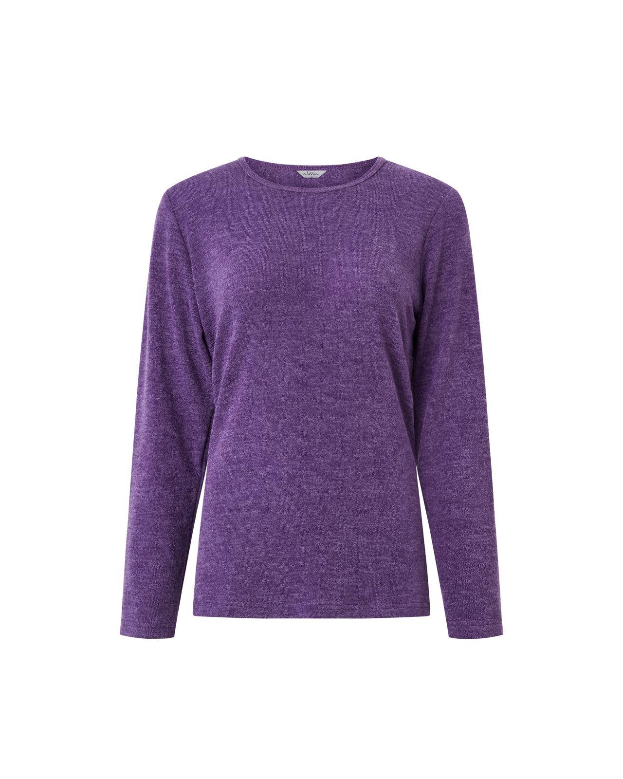 a women's purple sweater on a white background