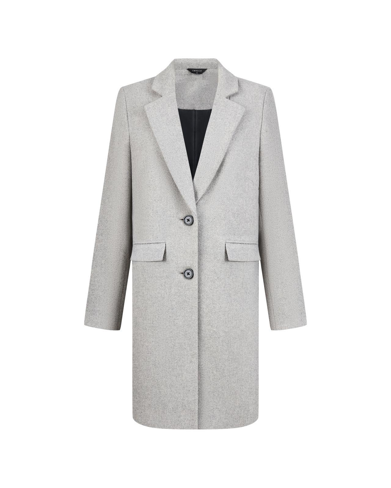 a white coat with a black shirt underneath it