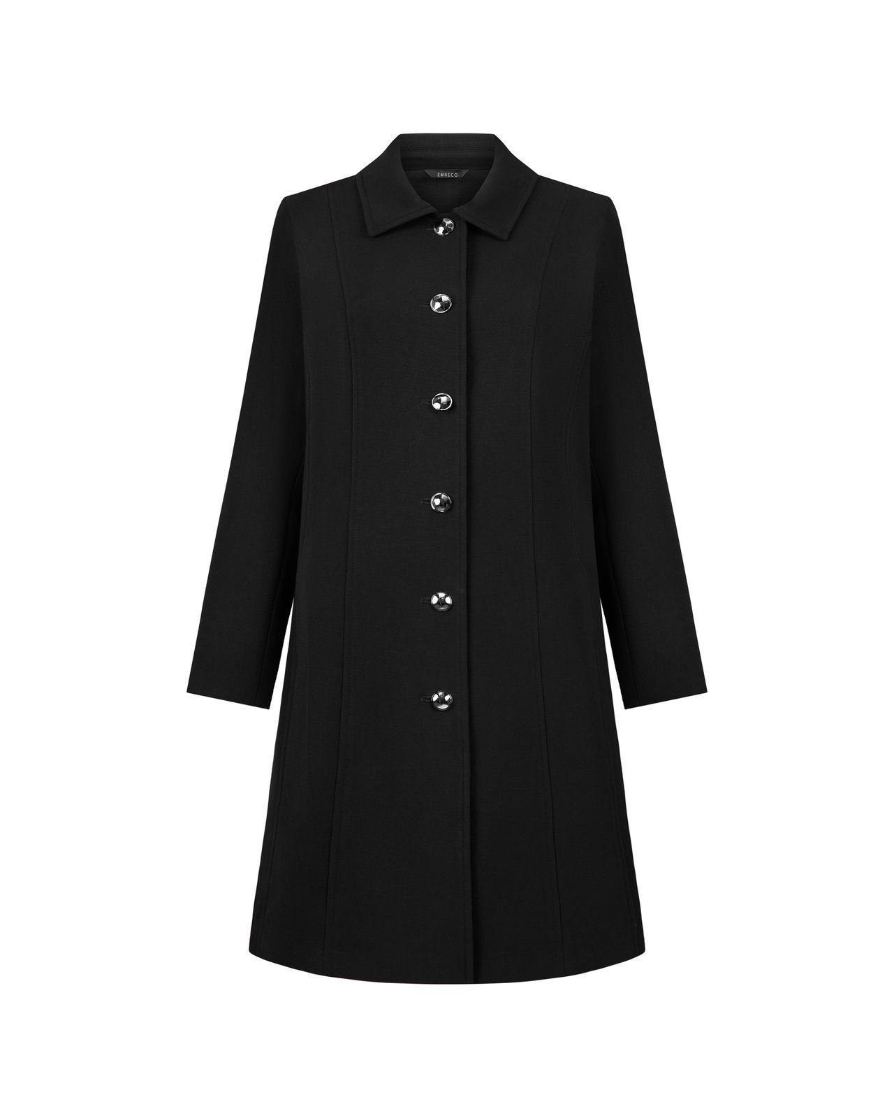 a black coat with buttons on the collar