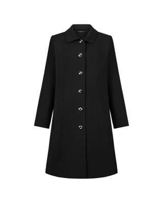 a black coat with buttons on the collar