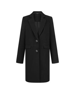 a black coat is shown on a white background