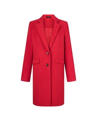 a red coat is shown on a white background