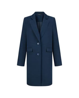 a blue coat on a white background