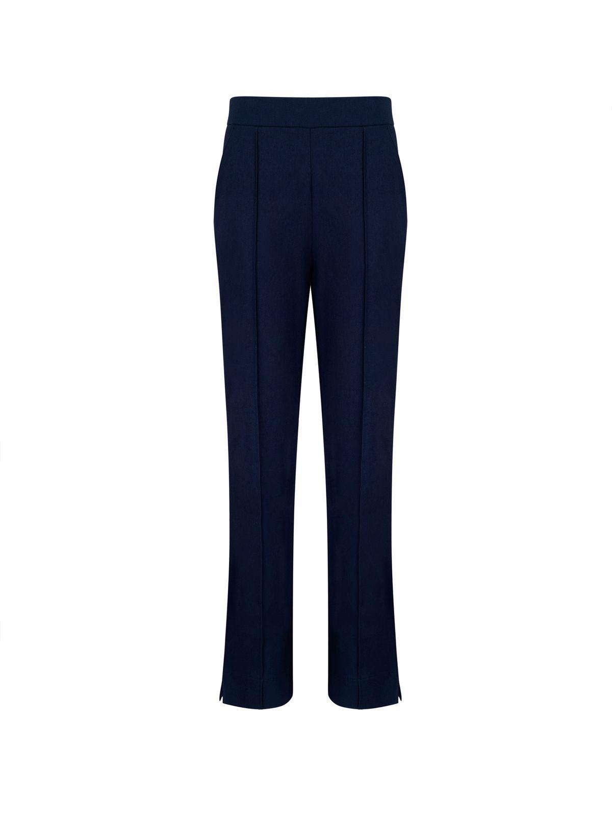 a picture of a woman wearing a blue pants