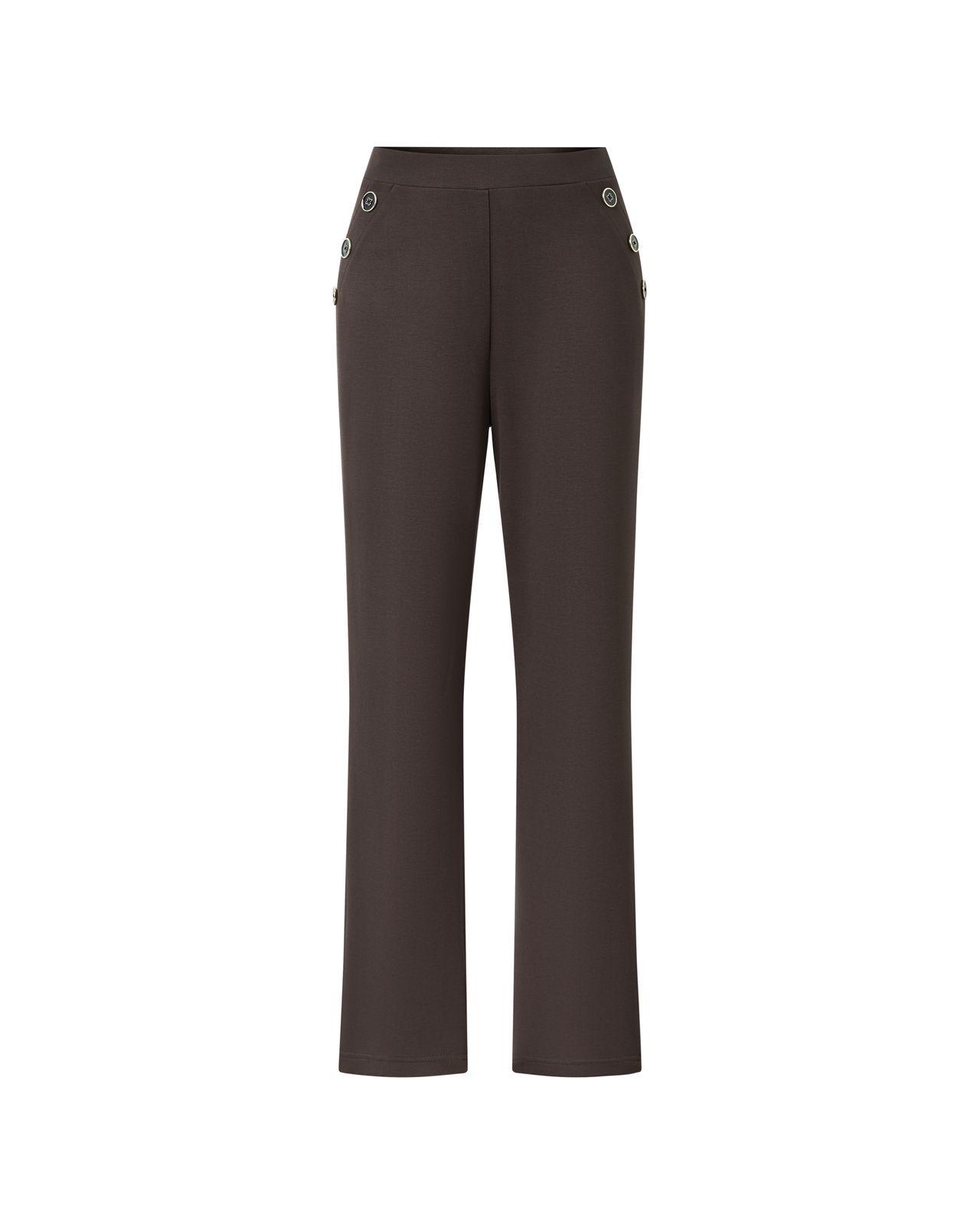 a women's brown pants with buttons on the side