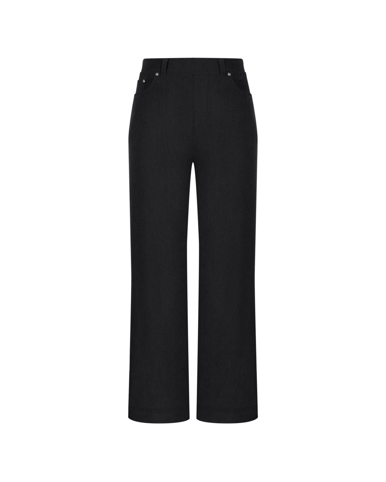 a women's black pants with buttons on the side