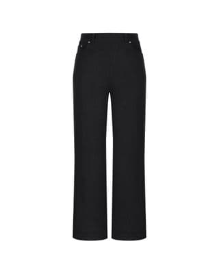 a women's black pants with buttons on the side