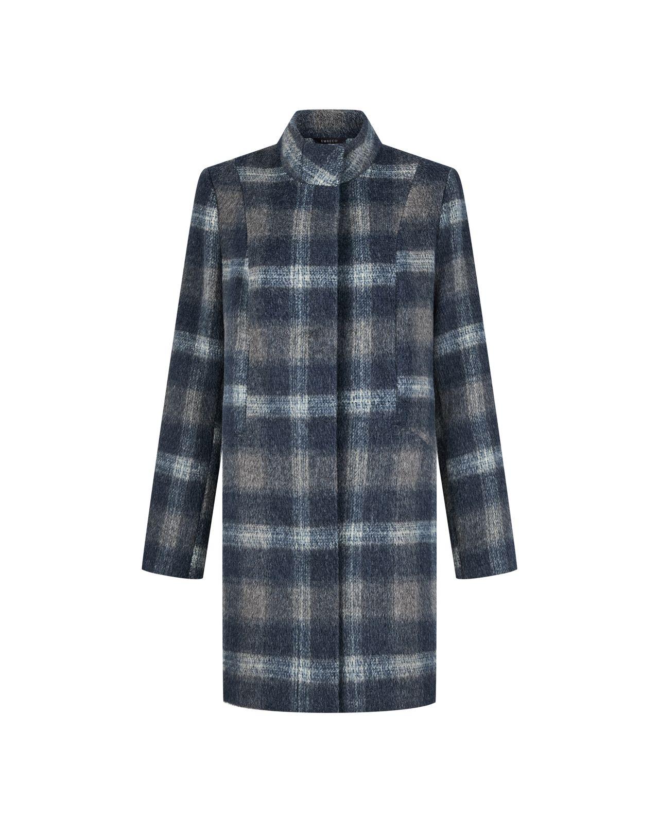 a coat with a plaid pattern on the front