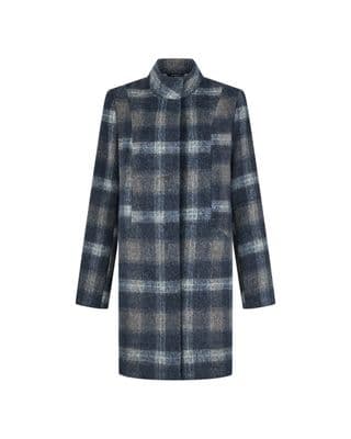a coat with a plaid pattern on the front