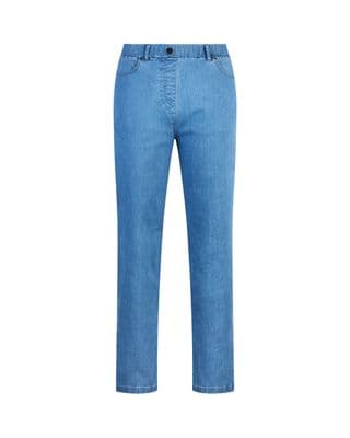 a pair of blue jeans on a white background