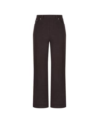 a women's black pants with buttons on the side