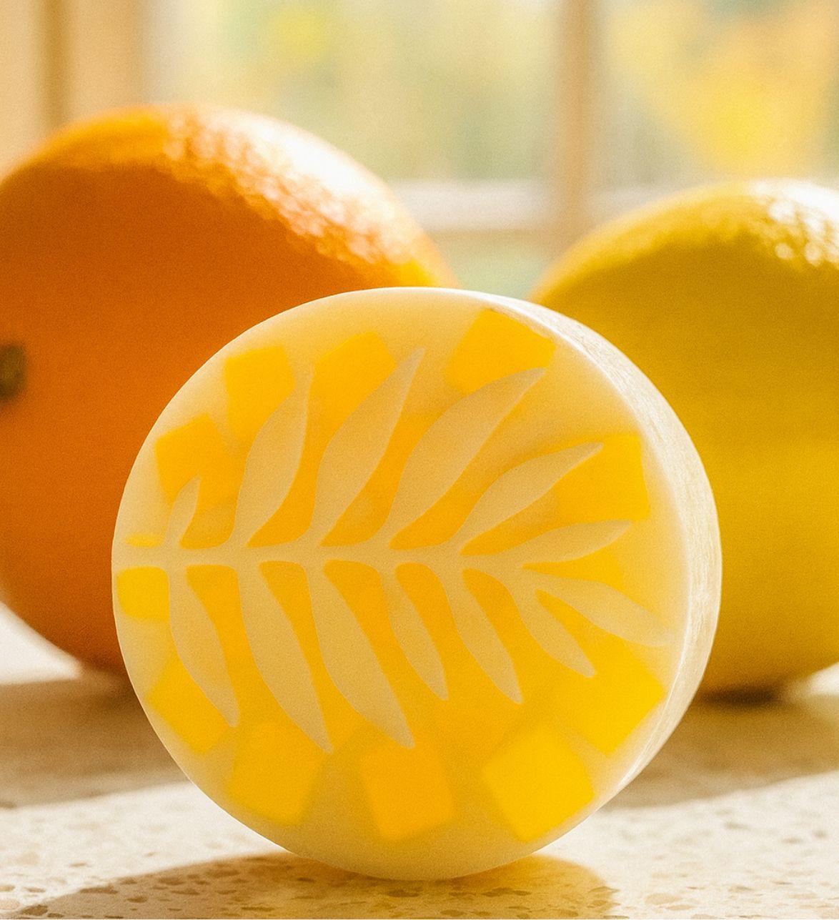 a close up of a soap ball on a table
