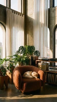 a dog sleeping on a chair in a room