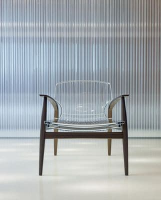 a chair that is sitting in a room