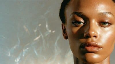 a close up of a woman's face with smoke coming out of her eyes