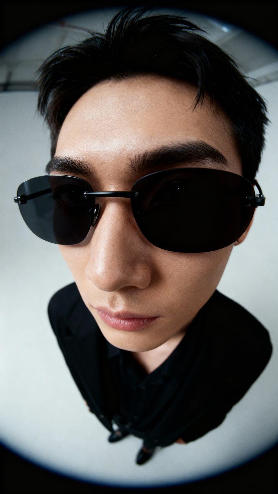 a man wearing sunglasses and a black shirt