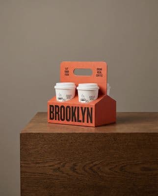 a box of brooklyn coffee sits on a table