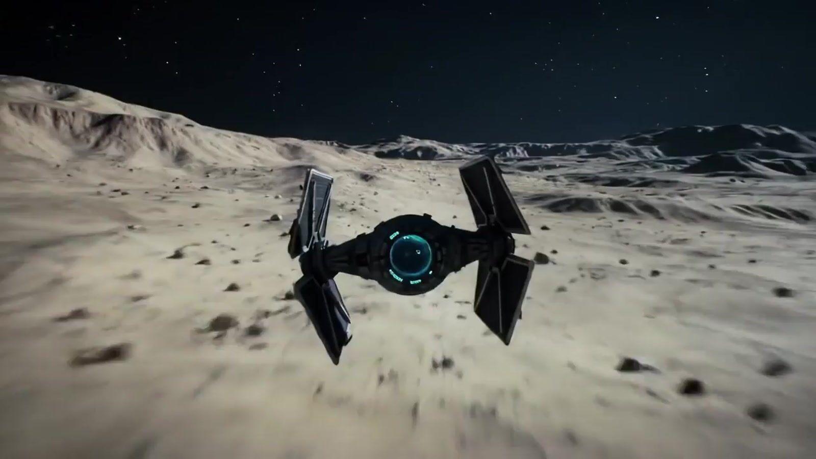 a space ship floating on top of a snow covered mountain