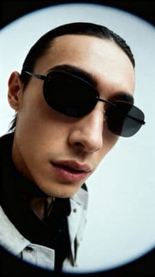 a man wearing sunglasses and a white shirt
