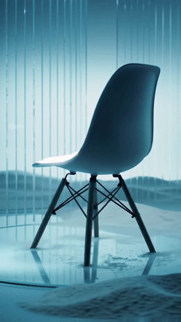 a white chair sitting in front of a window