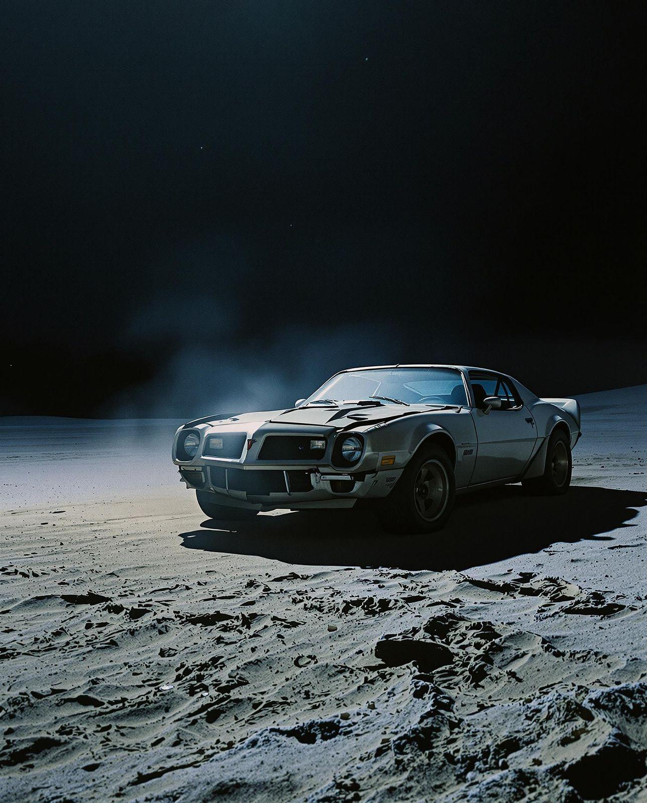 a car is parked on a snowy surface