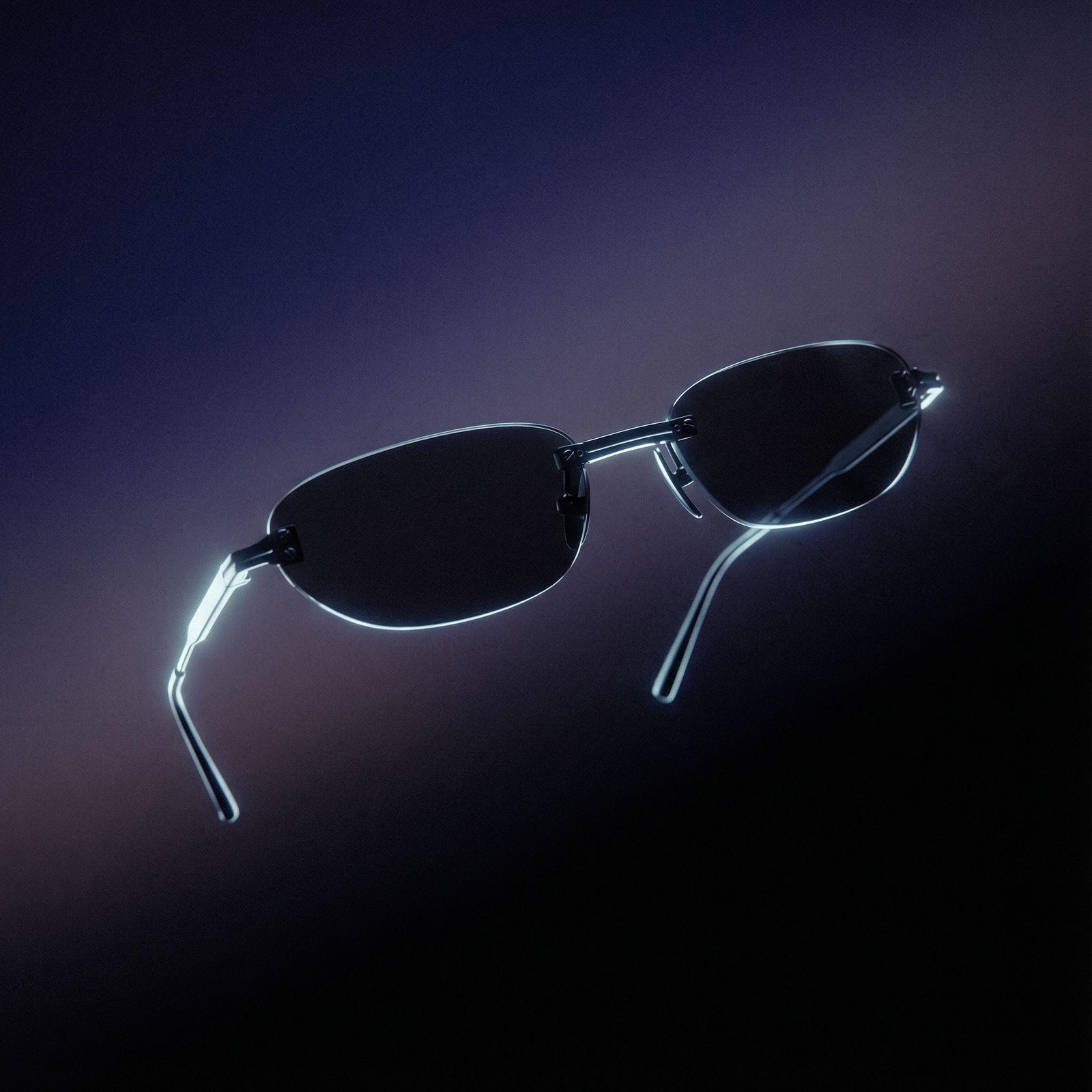 a pair of glasses with neon lights on them