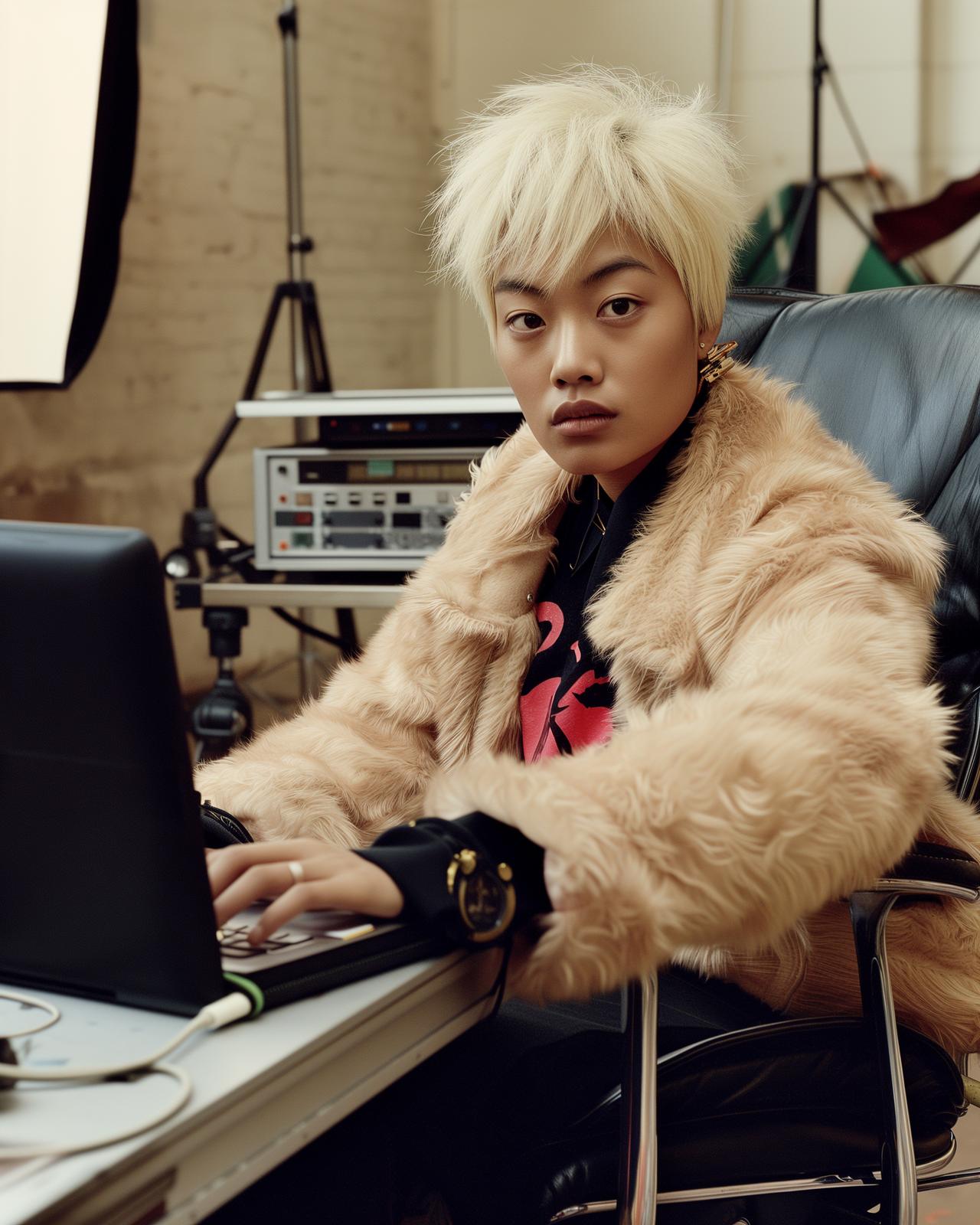 a person sitting at a desk with a laptop
