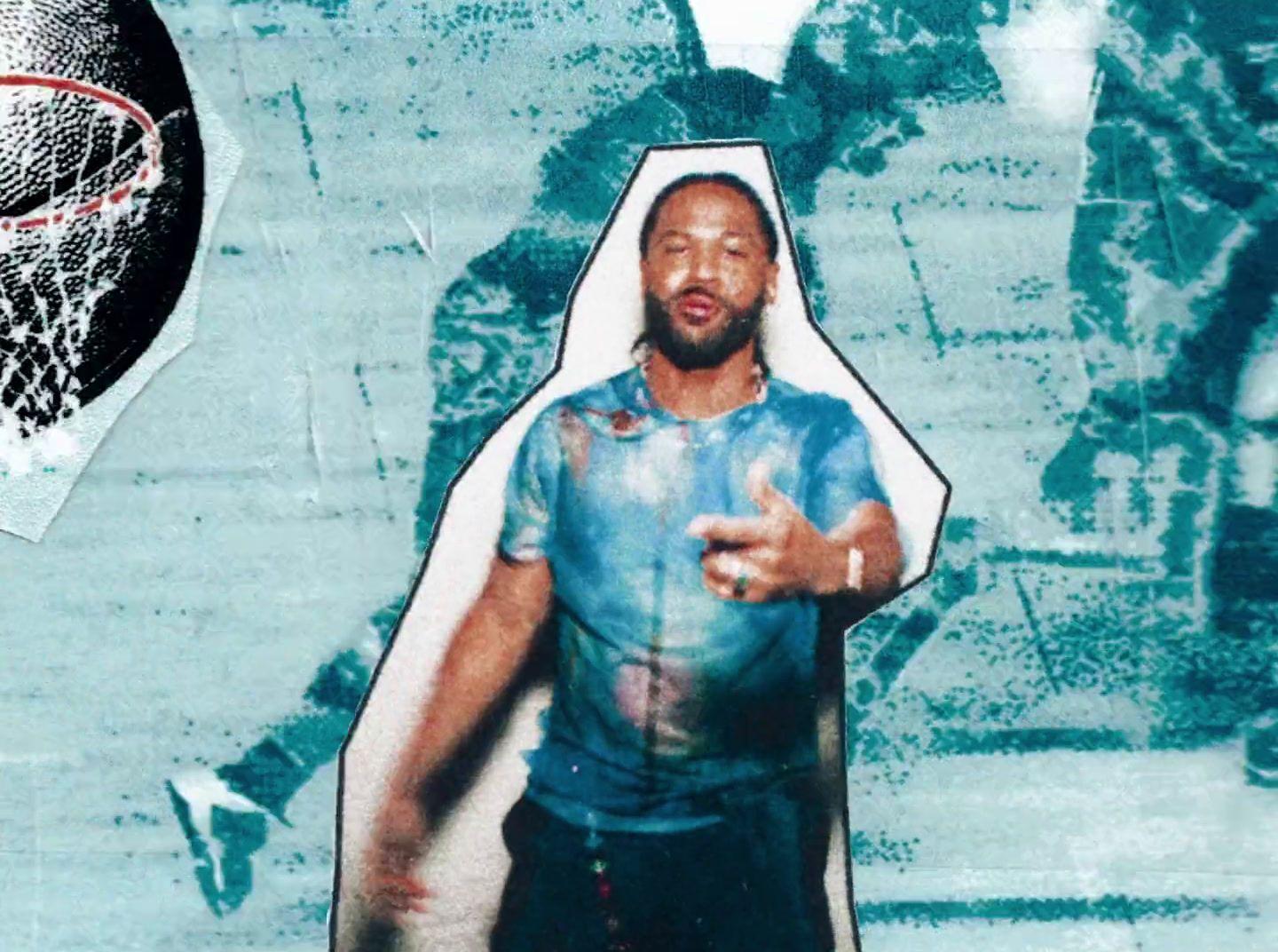 a collage of a man holding a basketball